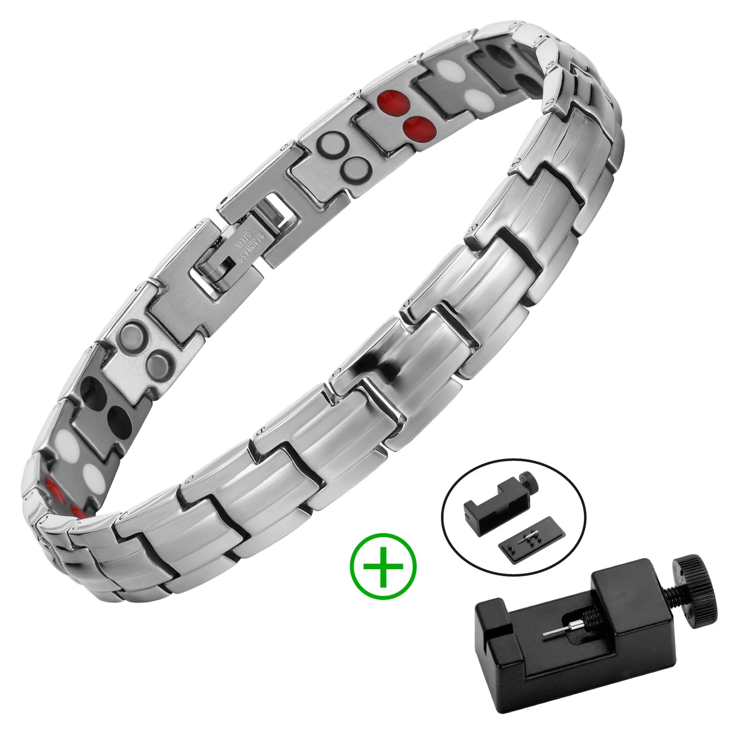 ✨ Women’s Wellness Magnetic Bracelet – Double Row Titanium Steel with Negative Ions & Germanium