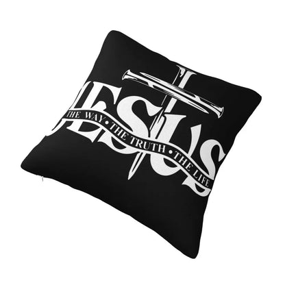 Modern Faith Meets Home Comfort: Jesus 'The Way, The Truth, The Life' Cushion Cover