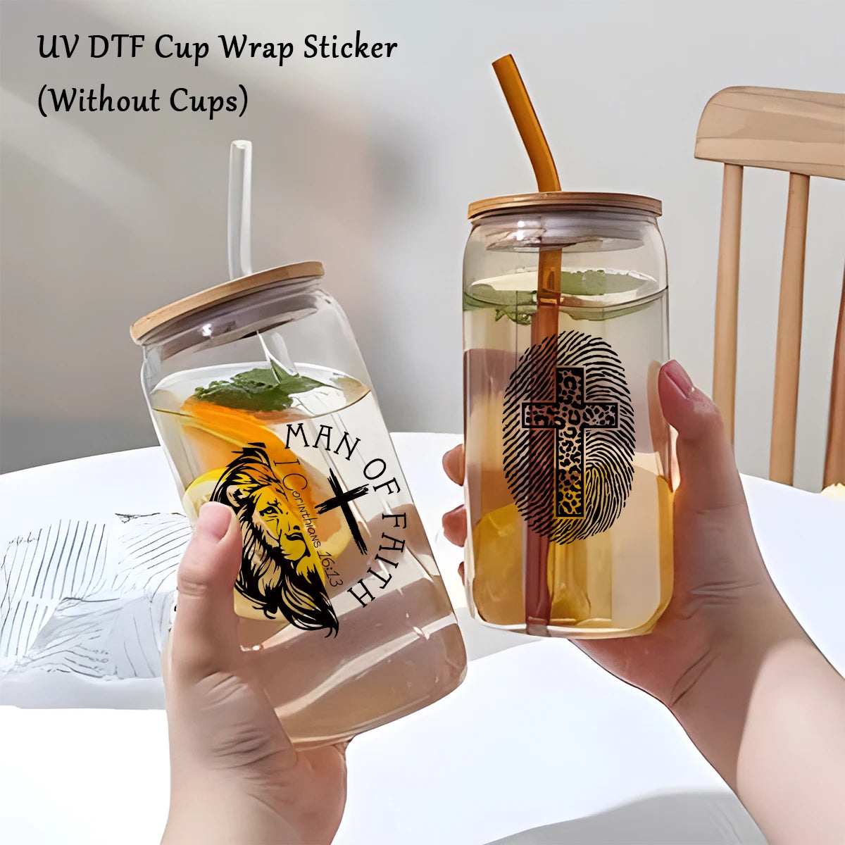 Faithful Style: Christian-Themed Waterproof Tumbler Stickers for DIY Inspiration 4pcs