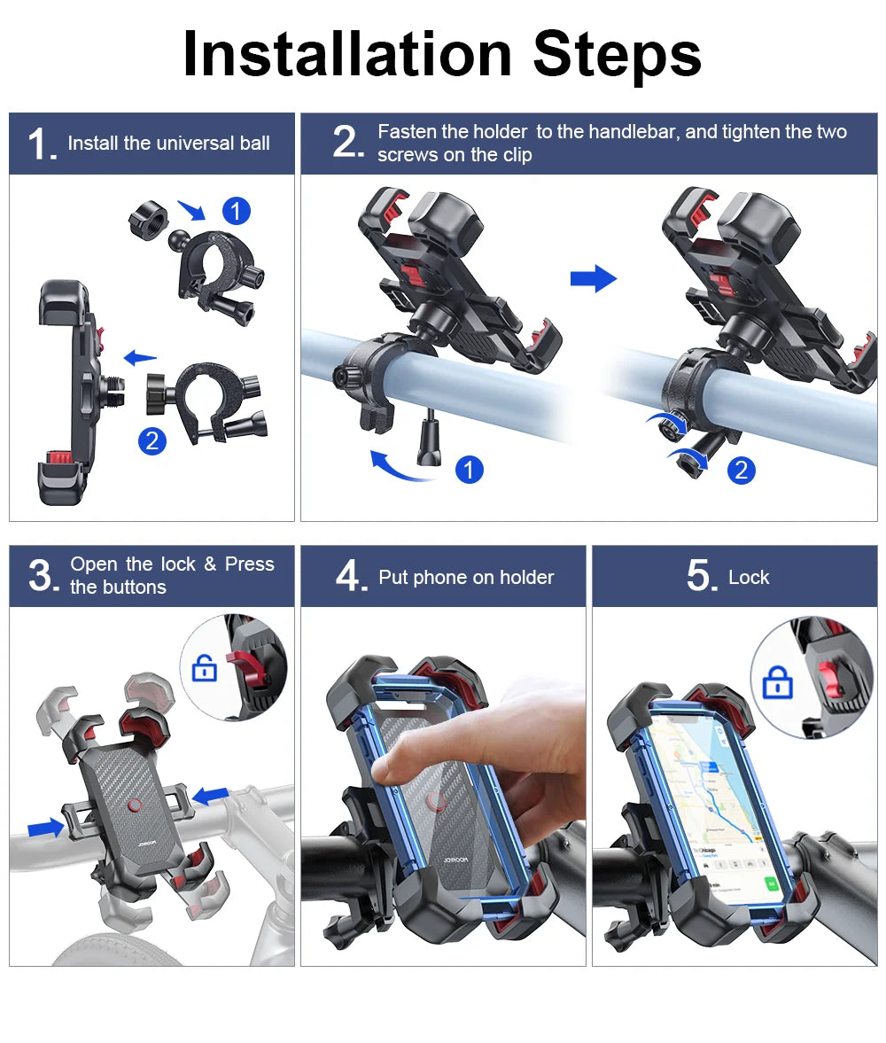 🚴 Ride Smarter, Not Harder! — Joyroom 360° Bike Phone Holder
Universal Shockproof Bracket for 4.7–7” Phones | GPS & Navigation Ready