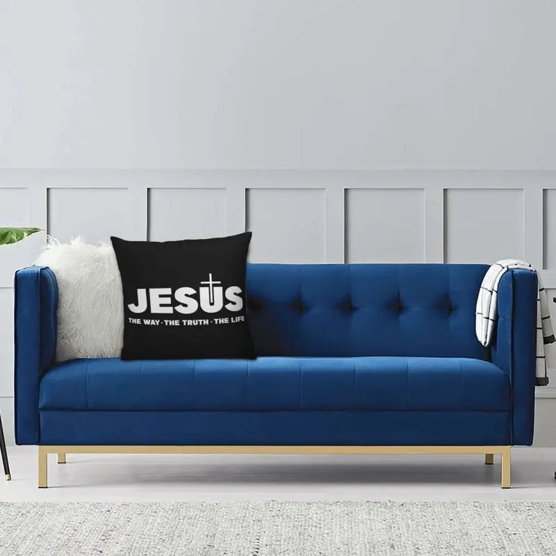 Modern Faith Meets Home Comfort: Jesus 'The Way, The Truth, The Life' Cushion Cover