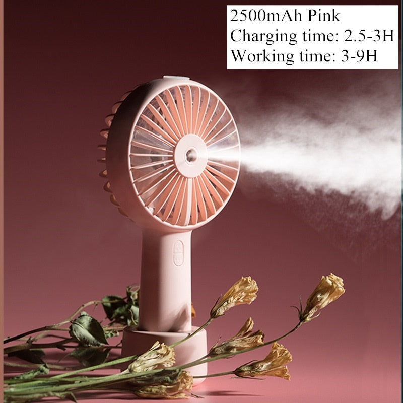 Battery Portable Water Spray Mist Fan Electric USB Rechargeable Handheld Mini Fan Cooling Air Conditioner Humidifier for Outdoor