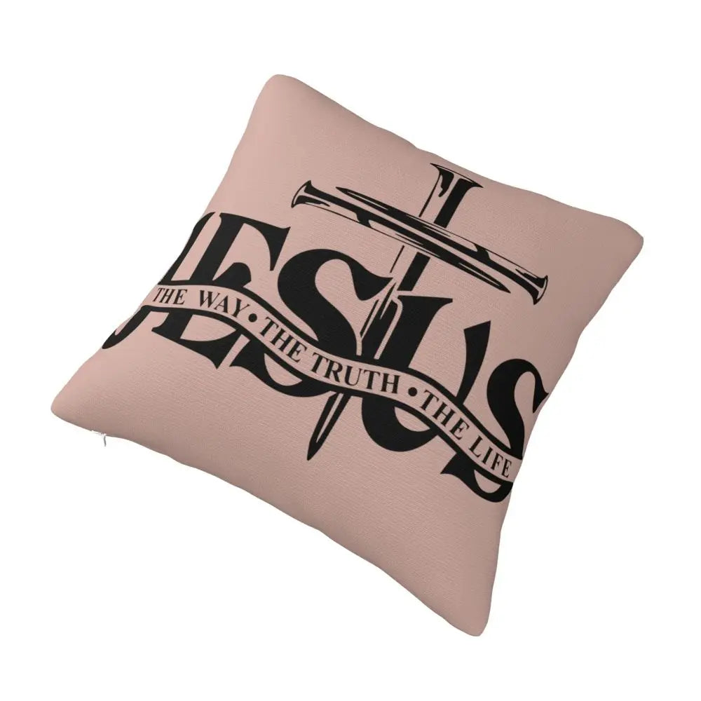 Modern Faith Meets Home Comfort: Jesus 'The Way, The Truth, The Life' Cushion Cover