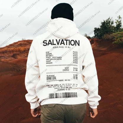 Jesus Paid It All Salvation Receipt Hoodie – Bold Faith in Streetwear Style!