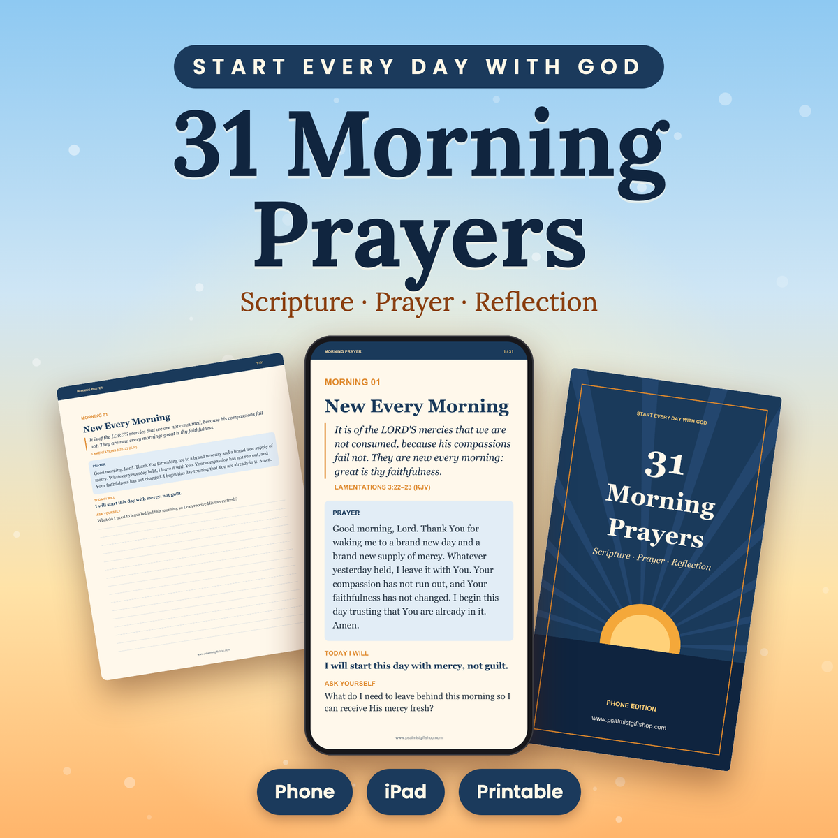 31 Morning Prayers | Christian Prayer Book for Daily Quiet Time (Phone, iPad + Printable PDF)