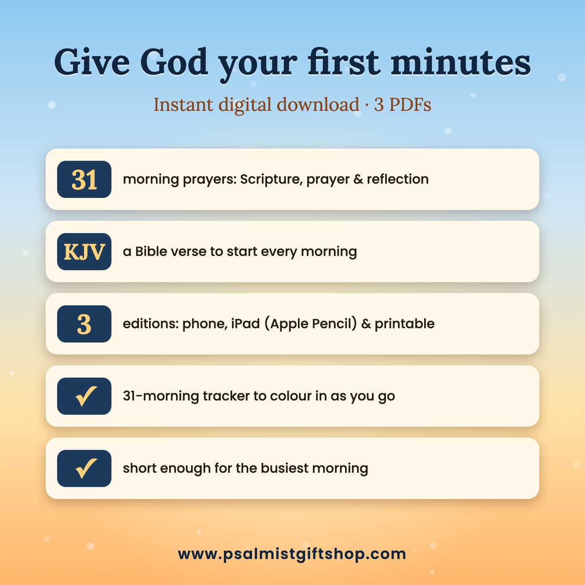 31 Morning Prayers | Christian Prayer Book for Daily Quiet Time (Phone, iPad + Printable PDF)