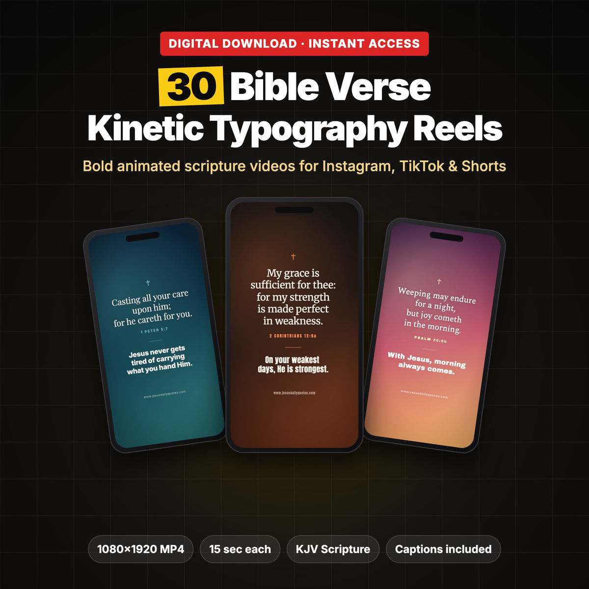 30 Bible Verse Reels | Kinetic Typography Christian Videos for Instagram, TikTok & Shorts