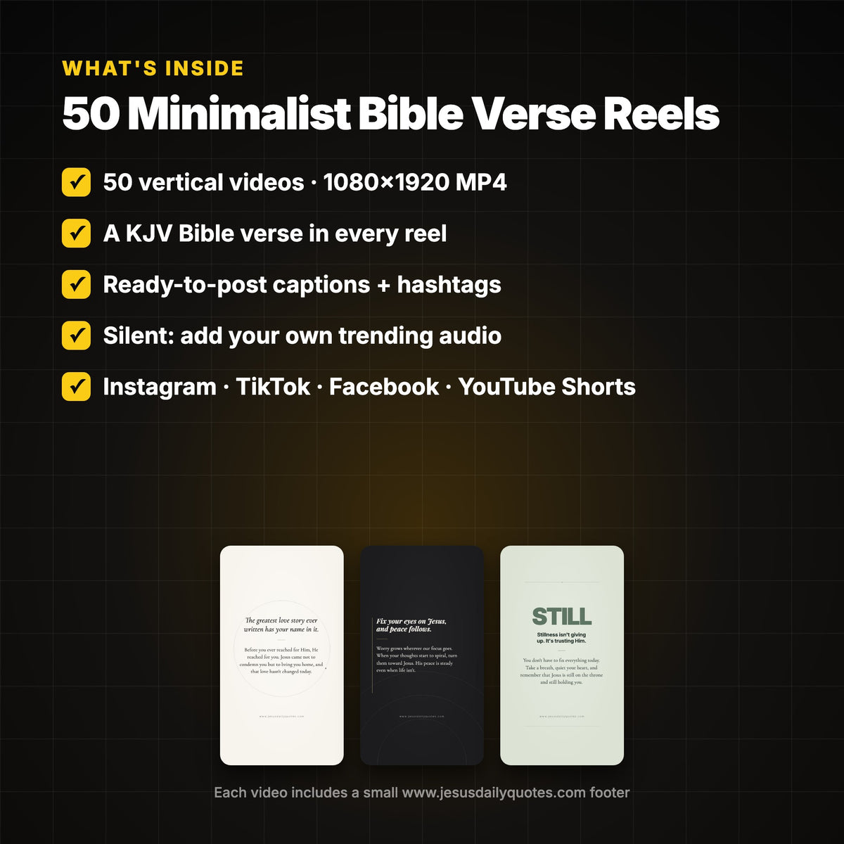 50 Minimalist Bible Verse Reels | Aesthetic Christian Videos for Instagram, TikTok & Shorts