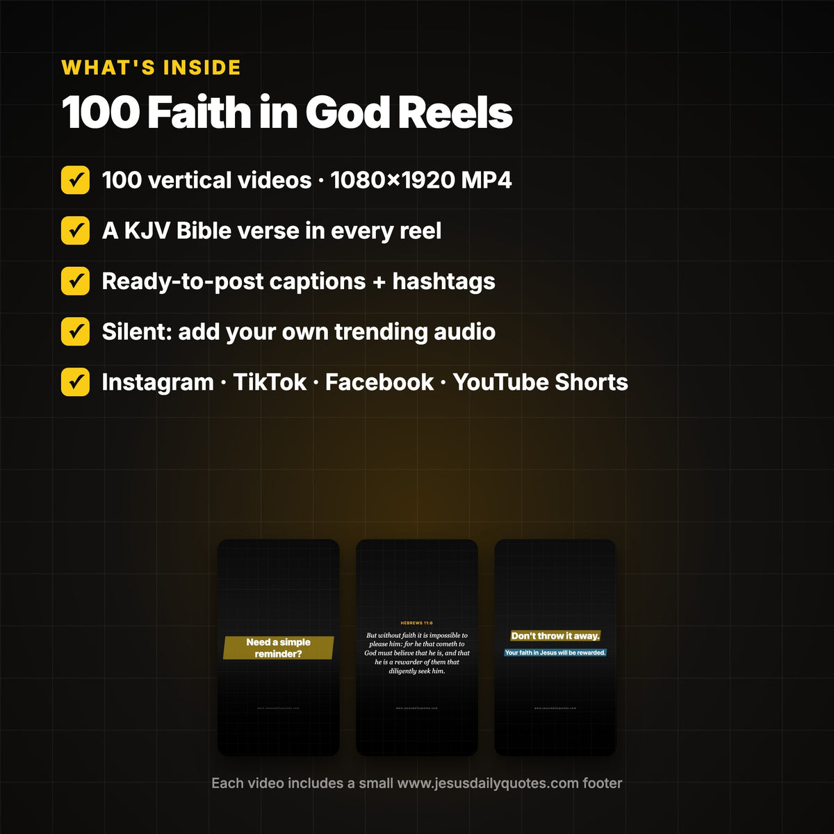 100 Faith in God Reels | Bible Verse Videos About Trusting Jesus for Instagram, TikTok & Shorts