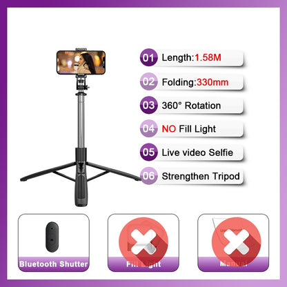 Roreta 2022 New wireless bluetooth selfie stick Foldable big tripod with Remote shutter For IOS Android