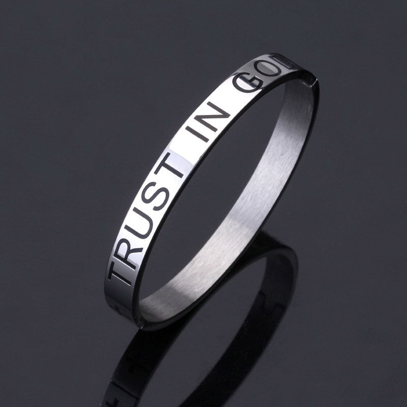 "TRUST IN GOD INFINITELY" 316L Stainless Steel Cross Bracelet Bangle H480