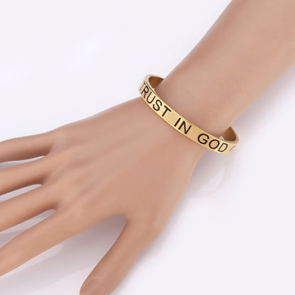 "TRUST IN GOD INFINITELY" 316L Stainless Steel Cross Bracelet Bangle H480