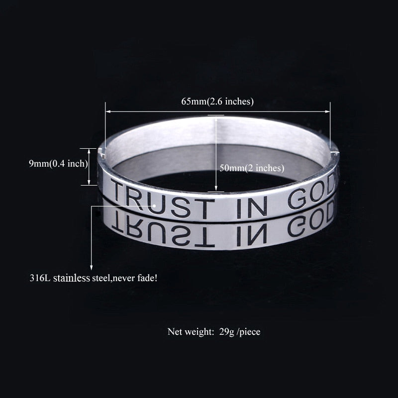 "TRUST IN GOD INFINITELY" 316L Stainless Steel Cross Bracelet Bangle H480