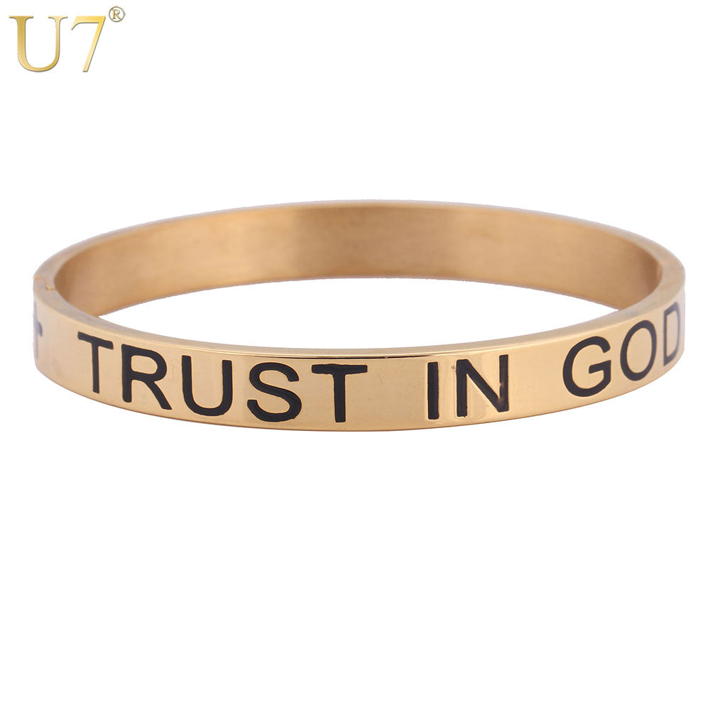 "TRUST IN GOD INFINITELY" 316L Stainless Steel Cross Bracelet Bangle H480