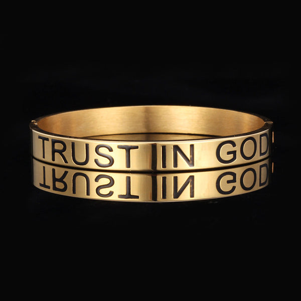 "TRUST IN GOD INFINITELY" 316L Stainless Steel Cross Bracelet Bangle H480