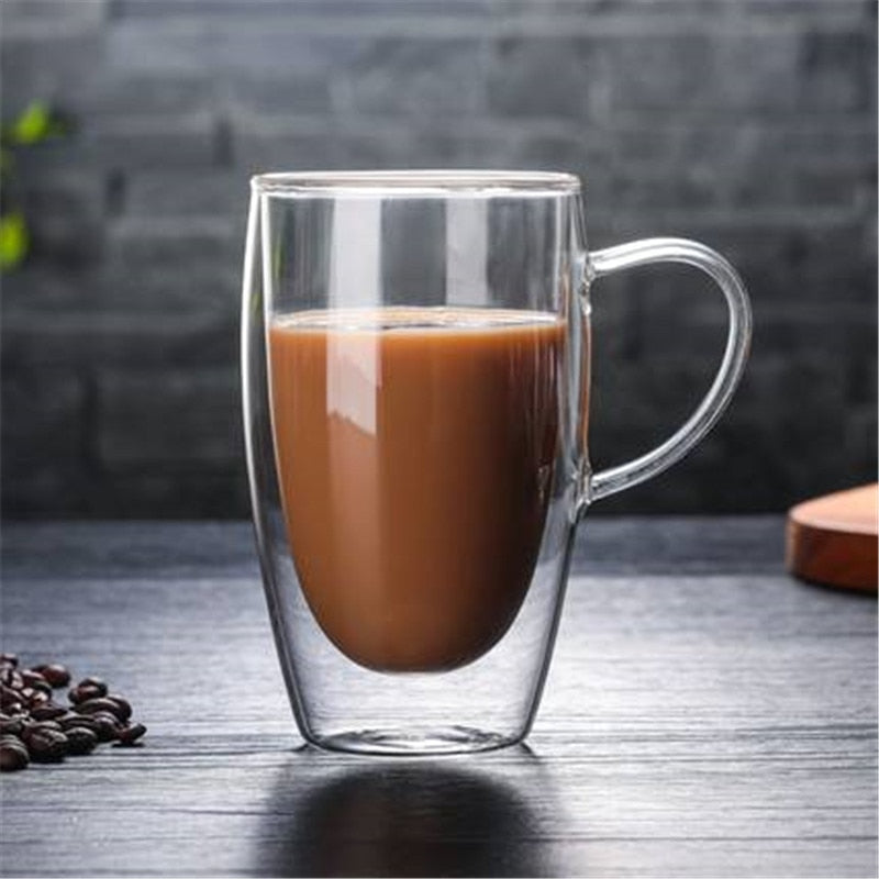 Double Wall Glass Coffee Tea Cups Heat Resistant
