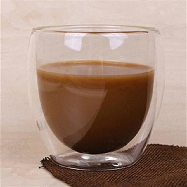 Double Wall Glass Coffee Tea Cups Heat Resistant